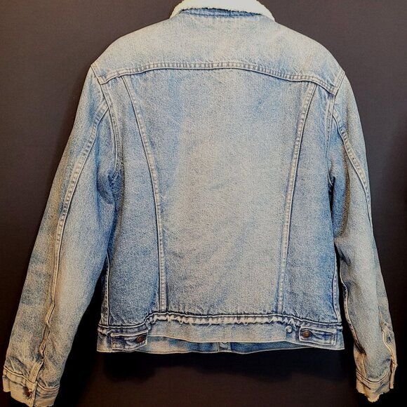 Vintage 70s 80s Levi Strauss Denim Trucker Jacket Sherpa Fleece Lining Adult Lrg - Picture 2 of 12